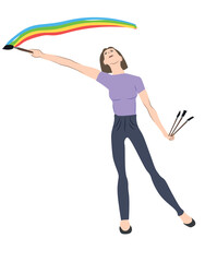 Artist drawing a painting