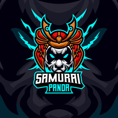 Panda samurai masscot illustration premium vector