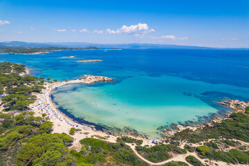 marvelous ascending view of Karydi Beach, Halkidiki Peninsula, Greece. High quality photo