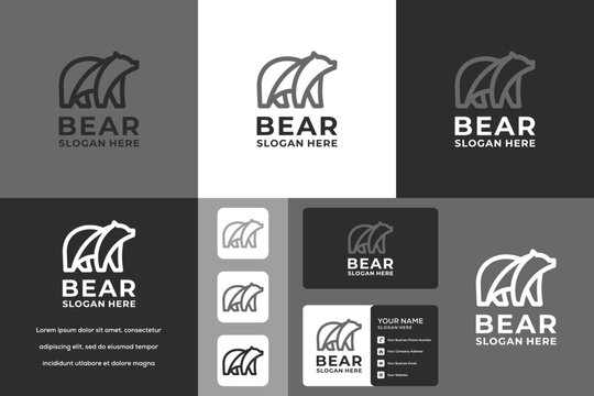 Creative bear logo business branding package template design inspiration