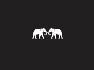 Vector 2 Elephant. World Elephant Day. World Wildlife Concept. Isolated on black background.
