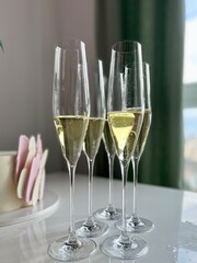 glasses of champagne on the celebration table