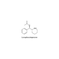 Levophacetoperane molecule flat skeletal structure, Psychostimulant, amphetamine -  class drug used in depression, obesity treatment. Vector illustration on white background.