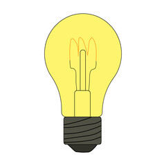 Glowing light bulb icon. Vector doodle illustration of an incandescent light bulb. Energy saving