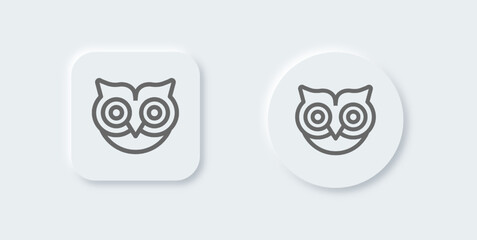 Owl line icon in neomorphic design style. Bird signs vector illustration.