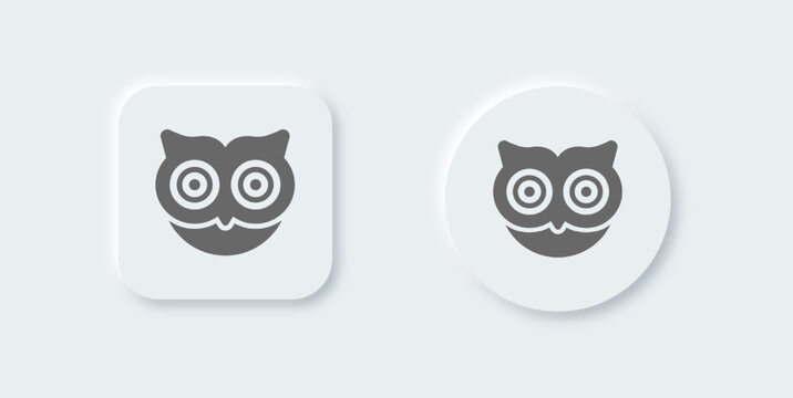Owl solid icon in neomorphic design style.