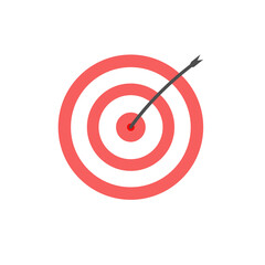 Target arrow color icon in flat style, vector