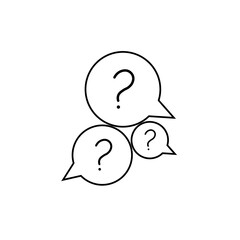 Three linear chat bubbles with question marks