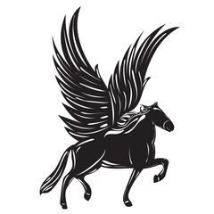 Fototapeta premium Pegasus silhouette on white background isolated, vector