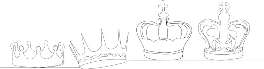 crown drawing by one continuous line vector - obrazy, fototapety, plakaty