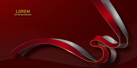 luxury red and white ribbon with golden lines background © dom45