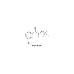 Manifaxine molecule flat skeletal structure, NDRI - norepinephrine dopamine reuptake inhibitor. Vector illustration on white background.