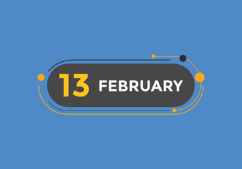 February 13 calendar reminder. 13th February daily calendar icon template. Vector illustration 
