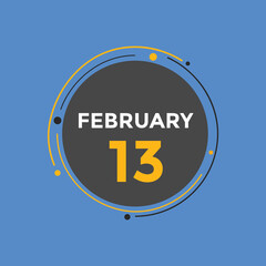 February 13 calendar reminder. 13th February daily calendar icon template. Vector illustration 
