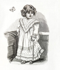 Baby girl wearing vintage dress 1901 France Paris