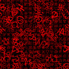 Fototapeta na wymiar Seamless runic pattern. Endless background with Odins letters chaos