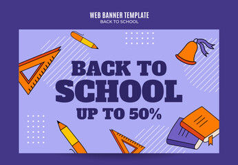 Back to School Web Banner for Social Media Poster, banner, space area and background