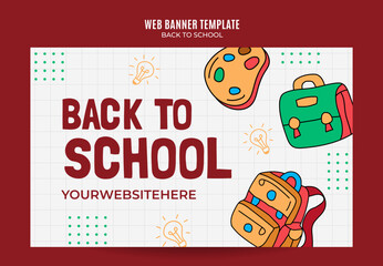 Back to School Web Banner for Social Media Poster, banner, space area and background