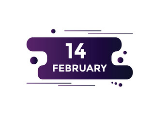 February 14 calendar reminder. 14th February daily calendar icon template. Vector illustration 
