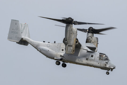 Iwakuni, JAPAN - May, 2016: MV-22 Osprey demo Flight at the Iwakuni Air Show.