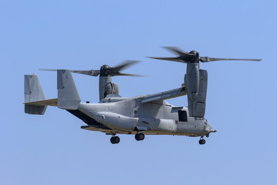Iwakuni, JAPAN - May, 2016: MV-22 Osprey demo Flight at the Iwakuni Air Show.