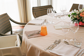 Child seat in an elegant restaurant