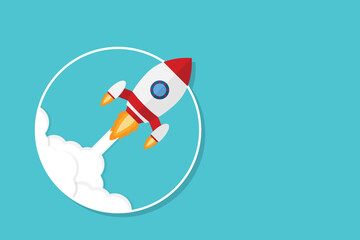 Business startup .Illustration of rocket and copy space for start up business	