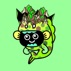 fish monster with diamond