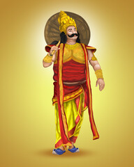 King Mahabali in Onam traditional festival background showing culture of Kerala, South India