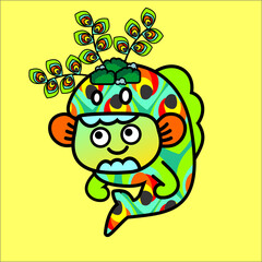 green fish with a smile