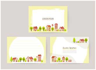 small village illustration. card design for greetings