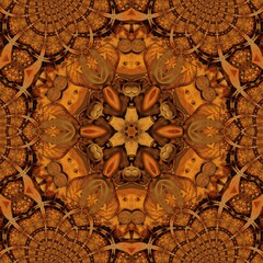 hexagonal kaleidoscopic design in gold