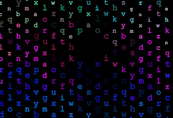 Dark multicolor, rainbow vector cover with english symbols.