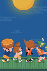 mid autumn friends party creative poster