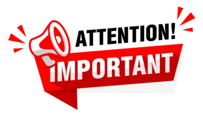 Fotobehang Attention, important message on red ribbon with  megaphone. Vector on transparent background © Kiselov