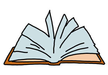 Books for school study or university education, writing diploma, working in classroom. Student, teacher, writer, child all use book for new knowledge, hobby. Hand drawn retro vintage illustration.