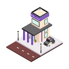 Obraz premium Police Department Isometric Composition