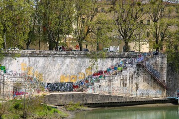 Graffiti wall on river 
