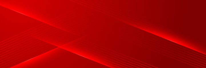 Red technology digital banner design. Science, medical and digital technology header. Geometric abstract background with tech design. Molecular structure and communication vector illustration.