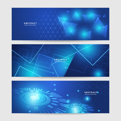 Artificial intelligence tech background. Digital technology, deep learning and big data concept. Abstract visual for screen template. Geometric artificial intelligence tech backdrop.