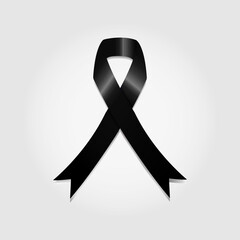 Black awareness ribbon as symbol  mourning  also used for sleeping disorders and Gang Prevention and Melanoma and Skin Cancer and Anti-Terrorism Vector illustration