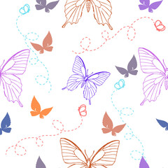 Fototapeta na wymiar seamless pattern with colourful butterflies in white background butterfly pattern 
