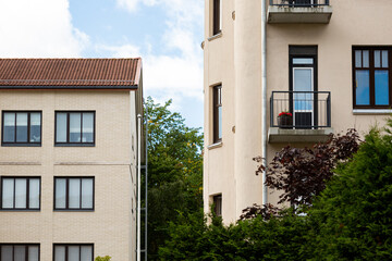 Fototapeta na wymiar Facades of houses in a European city