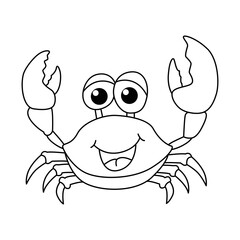 Cute crab cartoon coloring page illustration vector. For kids coloring book.