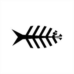 Fish skeleton icon logo vector