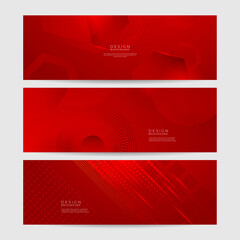 Modern red abstract banner background. Red banner template vector illustration with 3d overlap layer and geometric wave shapes. Futuristic technology digital abstract red colorful design banner.