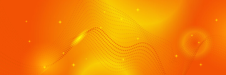 Abstract minimal orange background, simple background with halftone hexagon dot line wave and shiny light. orange background design . abstract orange banner vector illustration