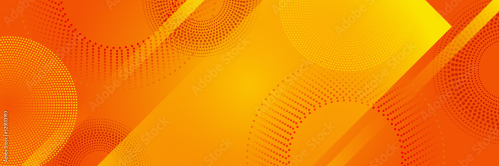 Wall mural abstract minimal orange background, simple background with halftone hexagon dot line wave and shiny 