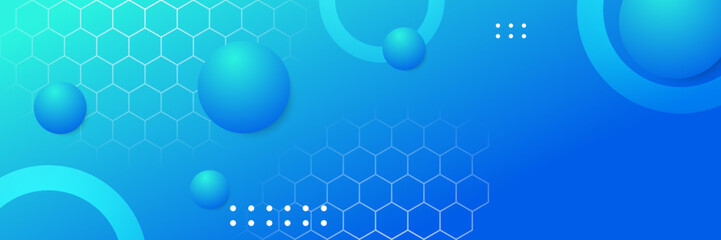 Abstract geometric blue wide background banner layout design. Blue abstract vector long banner. Minimal background with copy space for text. Modern abstract gradient light blue banner background