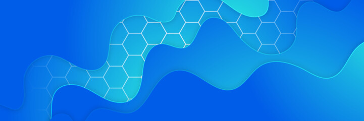 Abstract geometric blue wide background banner layout design. Blue abstract vector long banner. Minimal background with copy space for text. Modern abstract gradient light blue banner background